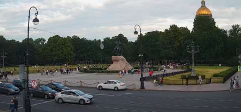 Vista dalla telecamera del Cavaliere di rame in Piazza del Senato, San Pietroburgo