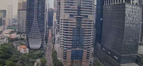 Web kamerasından görünüm: Gökdelen Capital Tower - Singapur Şehri şehir merkezi