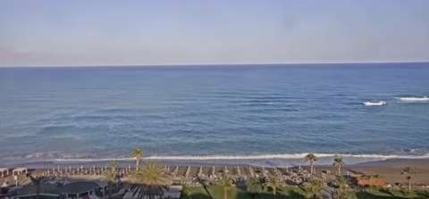 Imagem da webcam: Praia de Kallithea: vista do hotel "Rodos Palladium", ilha de Rodes