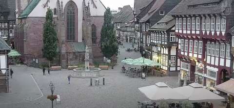 Utsikt från webbkameran till kyrkan St. James i Einbeck