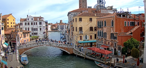 Udsigt fra webkameraet på Ponte delle Guglie-broen i Venedig