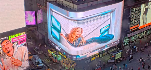Times Square in Manhattan, New York — square with neon billboards and crowds of people